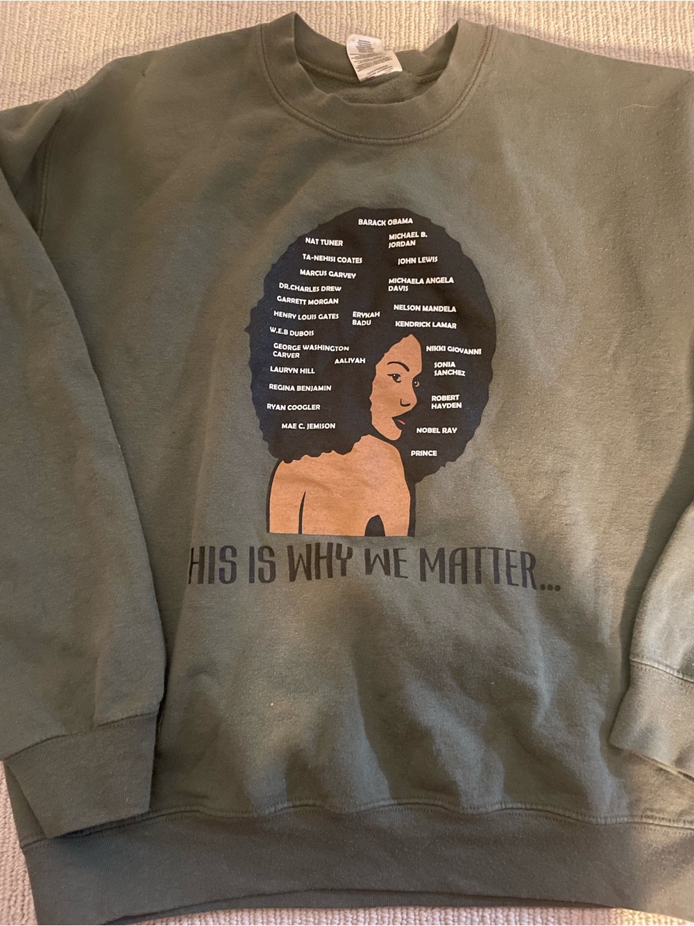 Gildan Olive Green Heavy Blend Sweatshirt with Graphic Detail